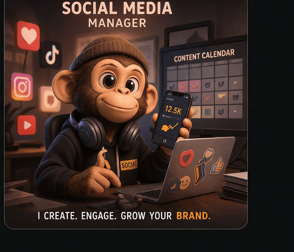 Monkey character for Social Media Manager